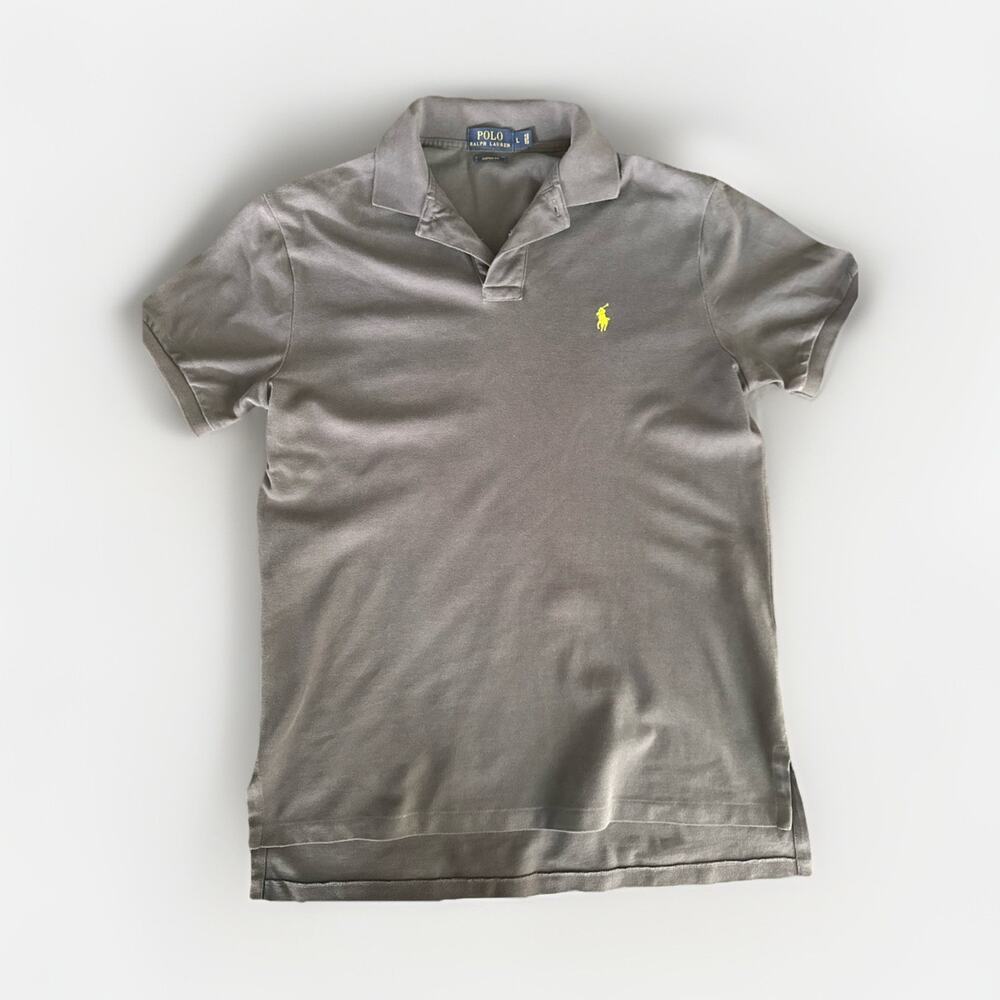 Polo Ralph Lauren Men's L Gray Custom Fit Breathable Cotton Knit Polo Pony Logo